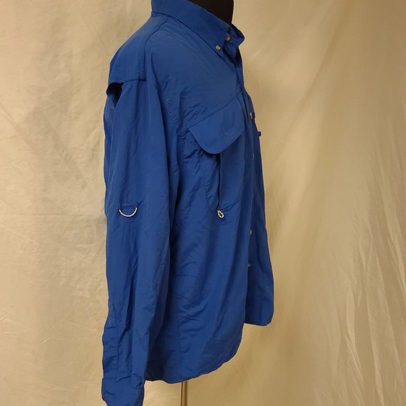 MAGELLAN OUTDOORS MAG WICK Mens Large Royal Blue Fish Long Sleeve Shirt - Picture 10 of 12